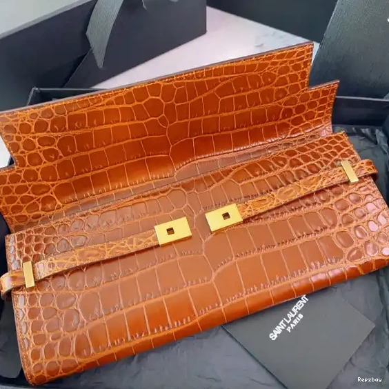 Rep ladies REP IN YSL MANHATTAN CROCODILE-EMBOSSED CLUTCH LEATHER 0515